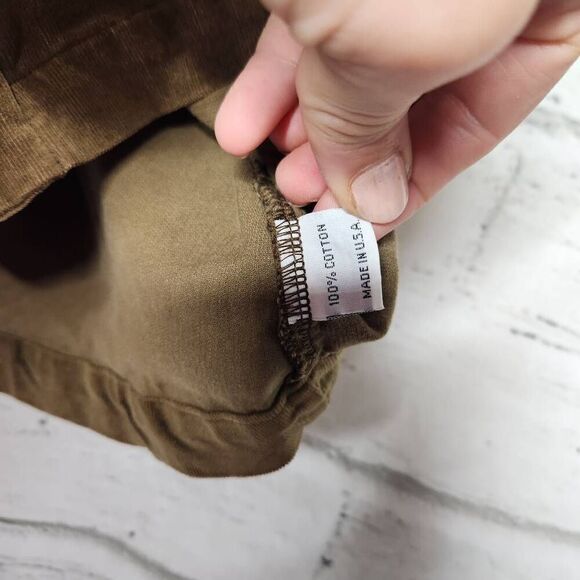 Bryn Walker Brown Green Collared Button Down Corduroy Shirt Womens Large Cotton - Picture 12 of 13